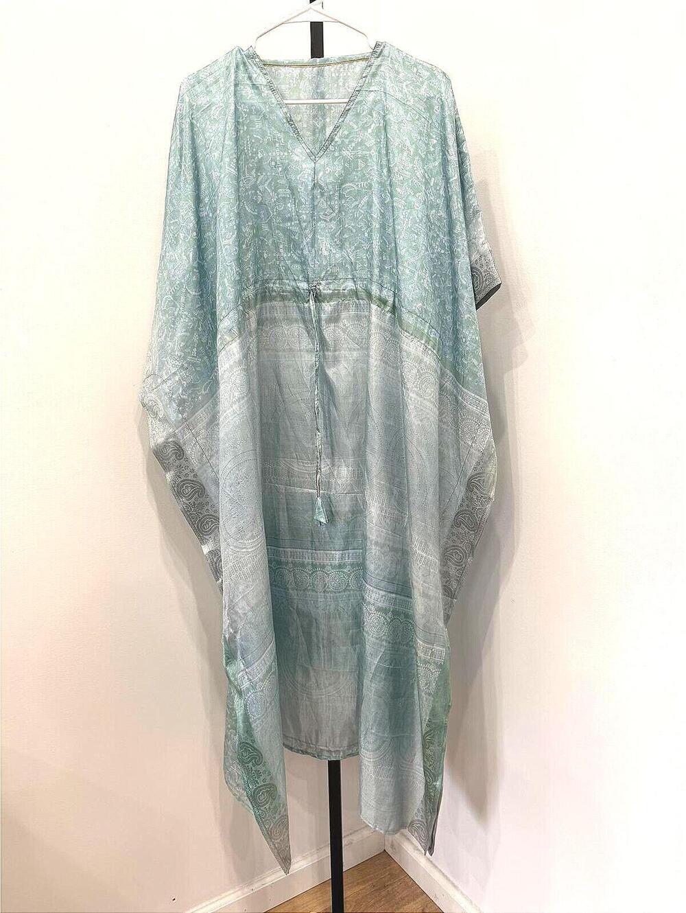 Lightweight Bohemian Style Caftan Dress with Tassel Tie
